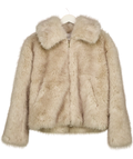 Friends like these Beige Neutral Grey Short Faux Fur Collar Zip Through Coat UK 10