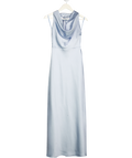 4th & Reckless Blue Satin Cowl Neck Low Back Maxi Dress UK 6
