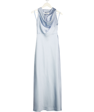 4th & Reckless Blue Satin Cowl Neck Low Back Maxi Dress UK 6