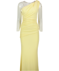 CLUB L Mardi Lemon Yellow Asymmetric Maxi Dress With Ruching UK 8