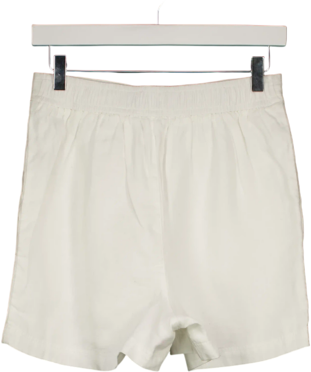 HOLLAND COOPER Amalfi Linen Embroidered Logo Short White UK XS