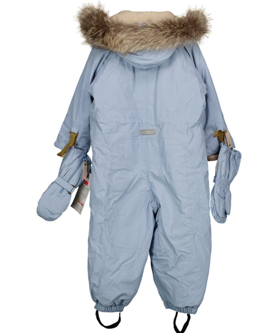 MINI A TURE Dusky Blue Matwisto Fleece Lined Coverall - Overall Snowsuit With Detachable Mittens 3 Years