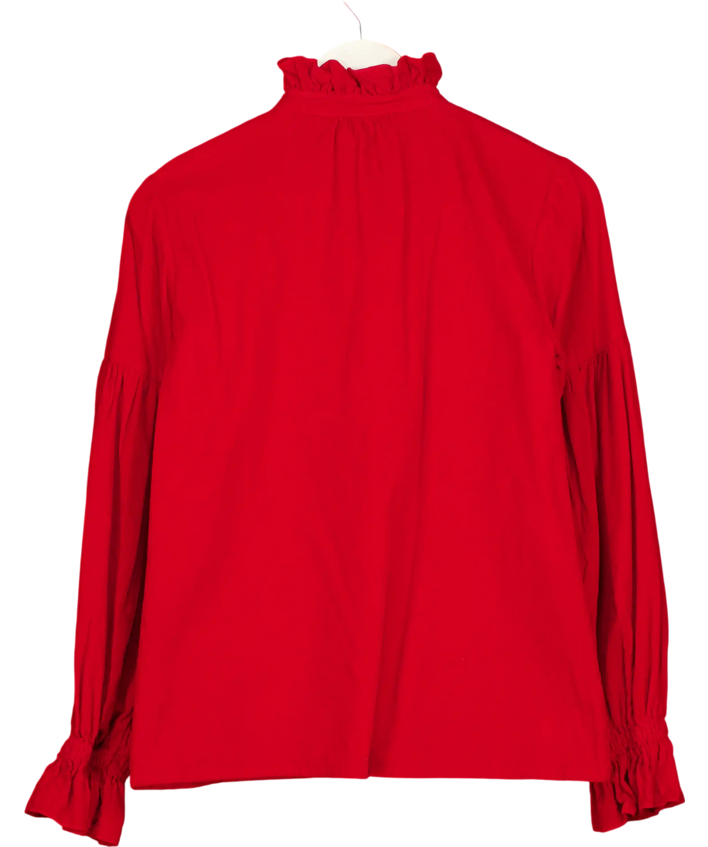 KATE BARTON Red Corduroy Edwardian Blouse UK S