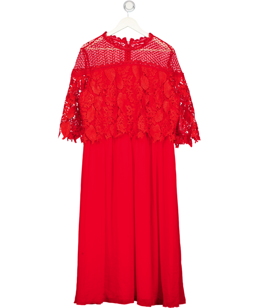 LITTLE MISTRESS Lace Top Midi Skater Dress In Red UK 24