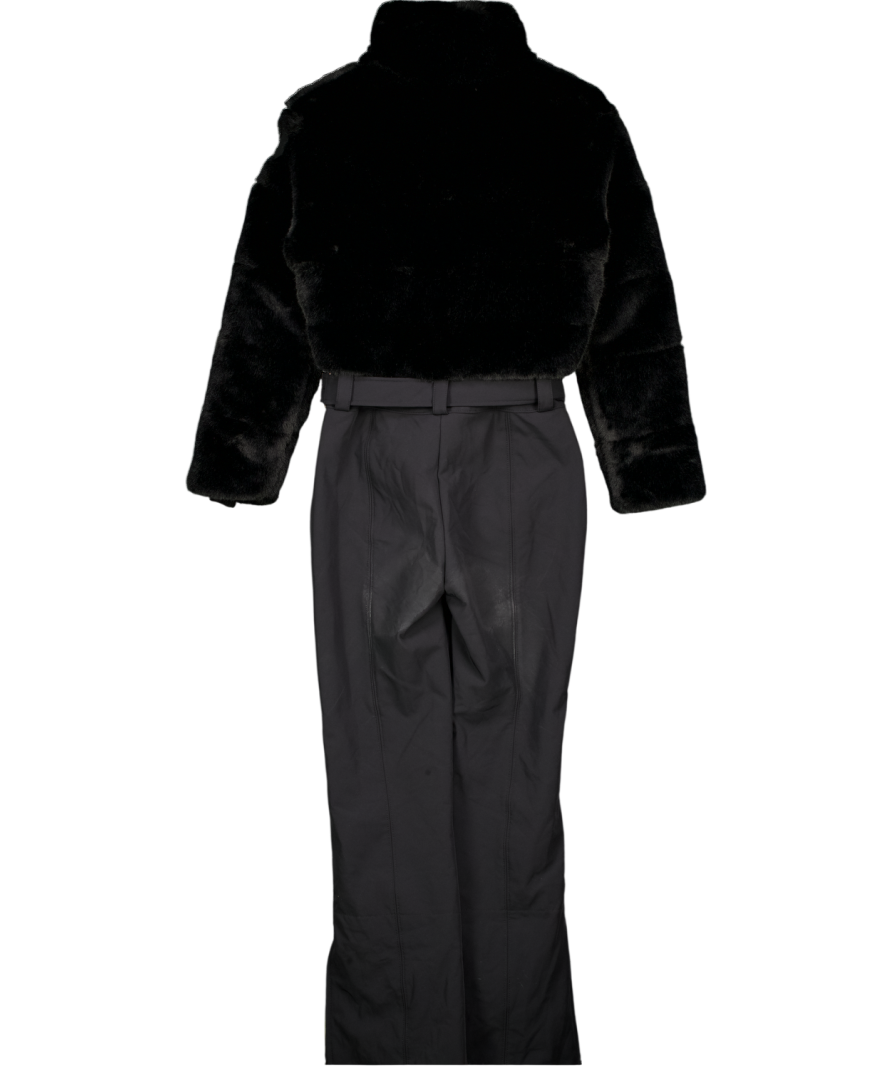 MY SUNDAY SKI Black Altitude Faux Fur Ski Suit - Panthère UK S