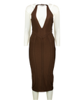 HOUSE OF CB The Birthday Chocolate Brown  Midi Bandage Dress UK S