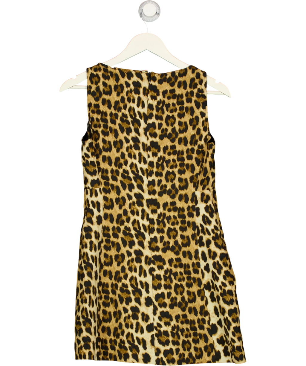 ZARA Brown Leopard Print Mini Shift Dress UK S