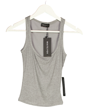 WHITE FOX Filled With Life Ribbed Tank Grey Marle UK XS