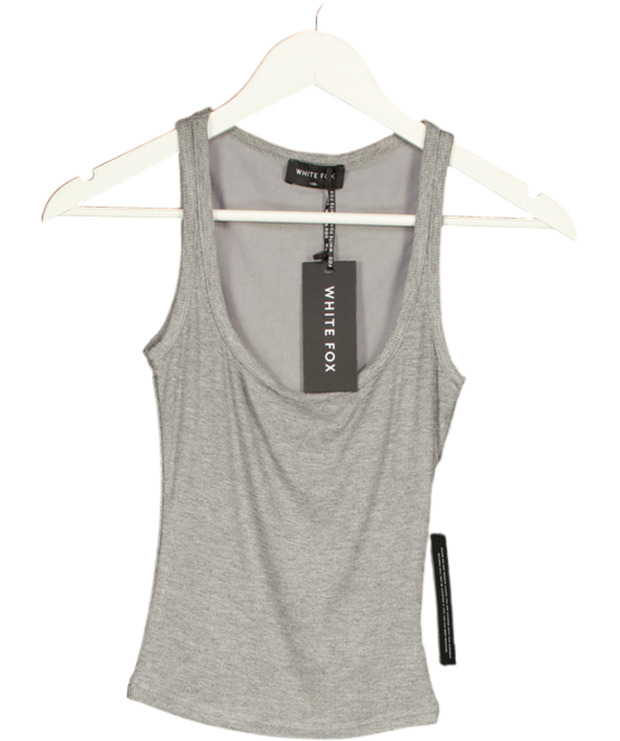 WHITE FOX Filled With Life Ribbed Tank Grey Marle UK XS