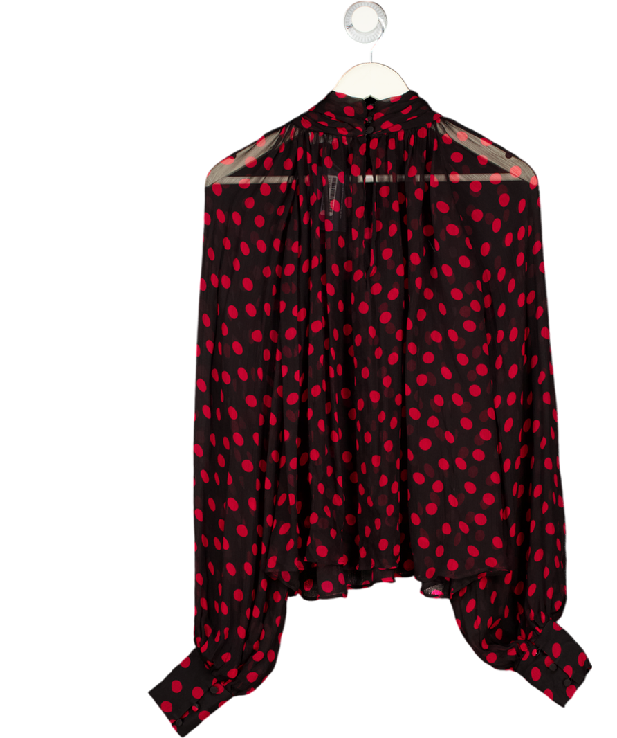 RONNY KOBO Polka-dot Ballon Sleeve Blouse - Black UK S