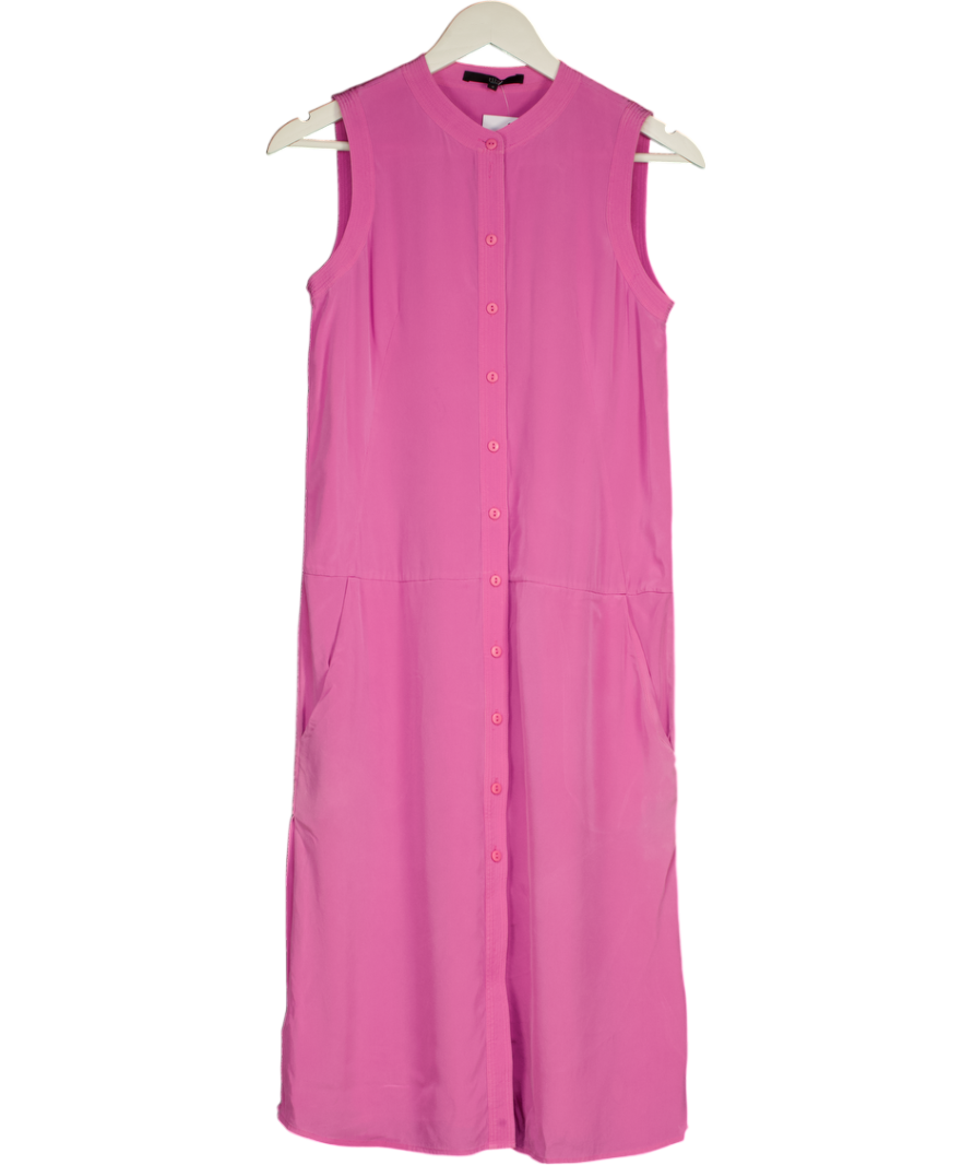 Tibi Pink 49s9 - Silk Button Front Maxi Dress UK 4