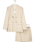 FOREVER NEW 2-piece Light Beige Check Blazer And Mini Skirt Suit UK 10