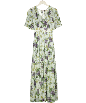 BYTIMO Pale Blue Lilac Floral Print Maxi Dress UK 8