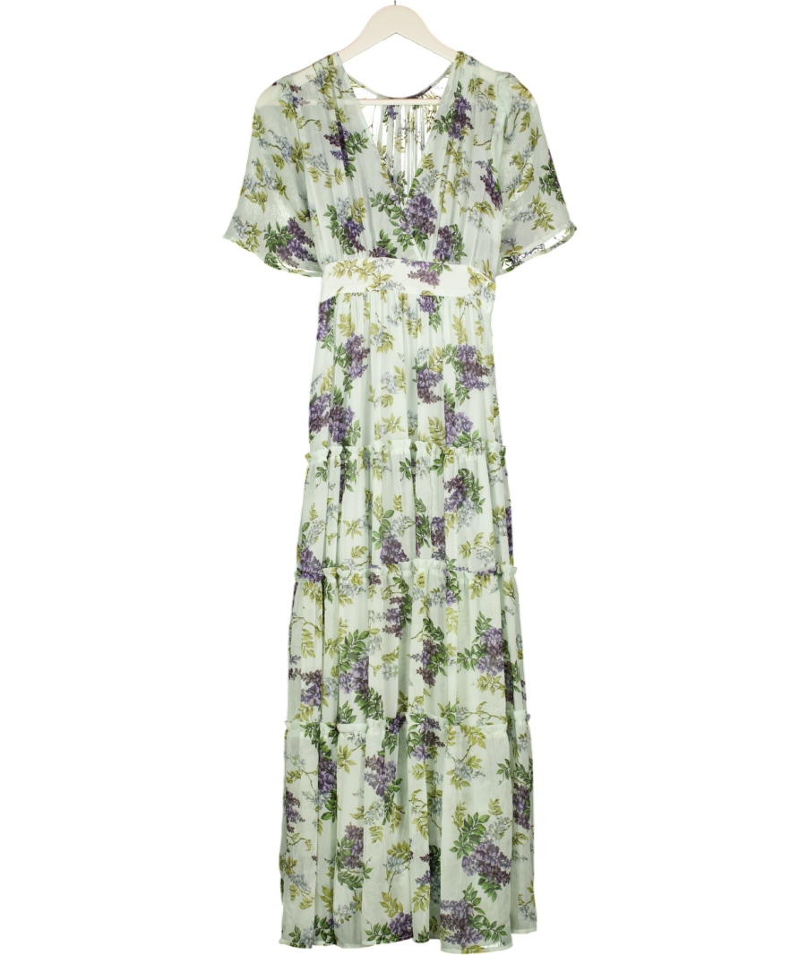 BYTIMO Pale Blue Lilac Floral Print Maxi Dress UK 8