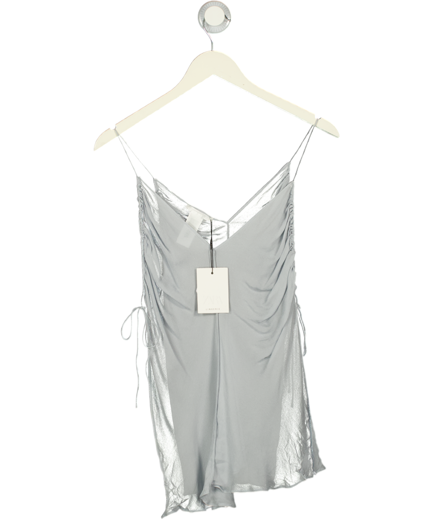 ZARA Sheer Blue Chiffon Cami Top UK S