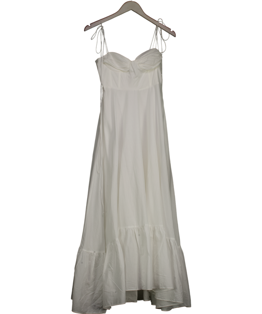 ZARA Zw Collection Long Ruffled Poplin Dress White UK S