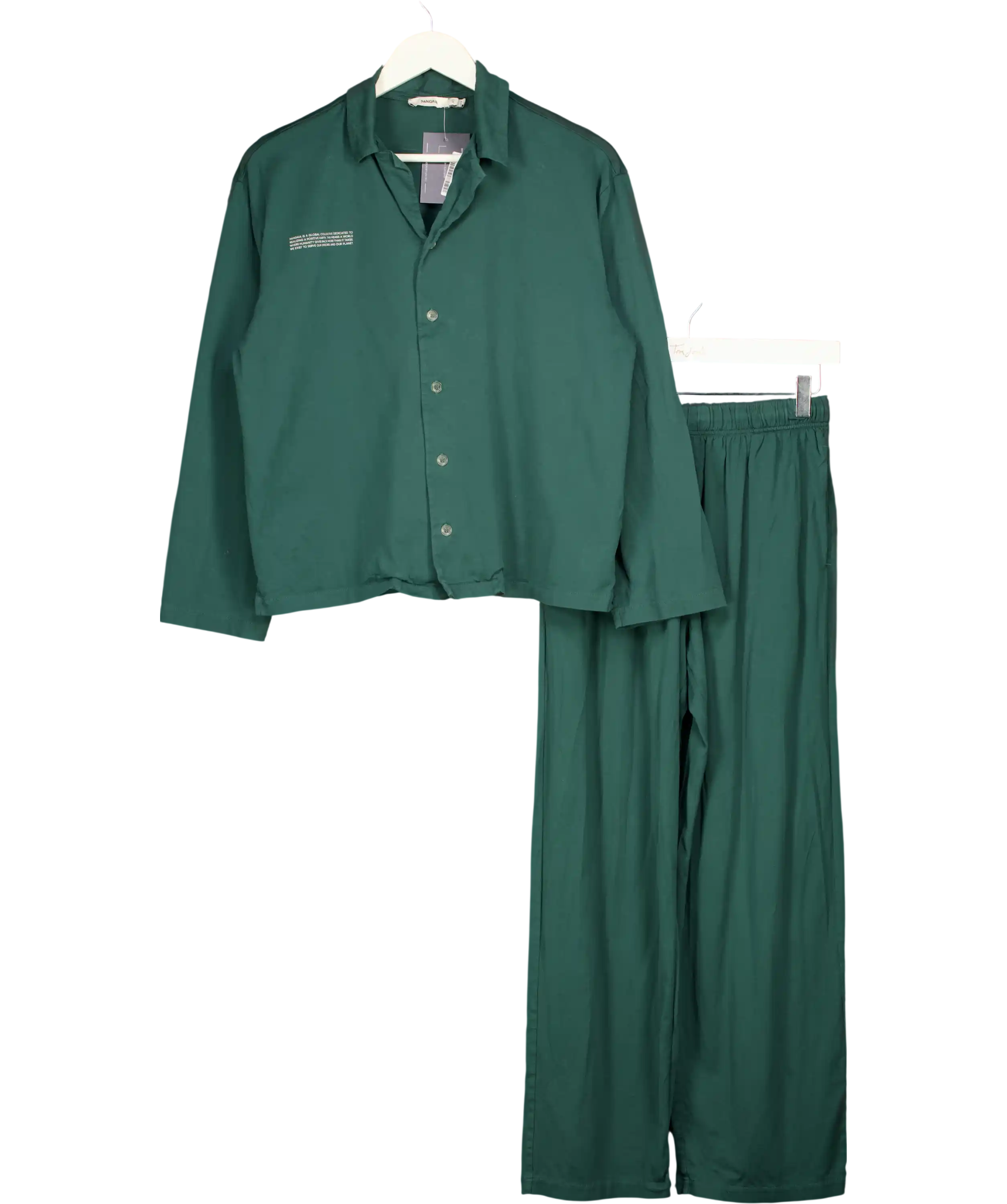 PANGAIA Green Long-sleeve Organic Cotton Button-up UK XS