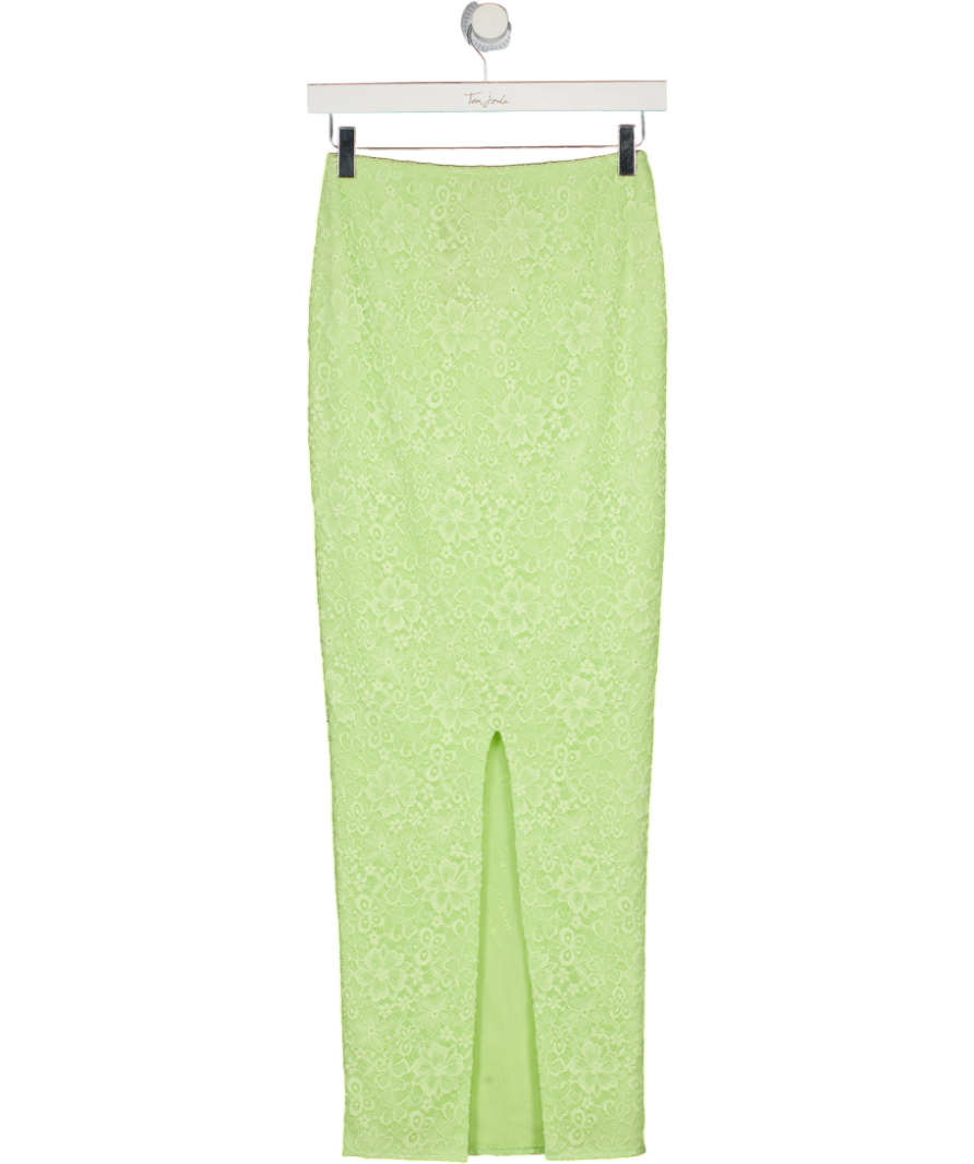 Mars the Label Lime Green Cinched Lace Maxi Skirt UK 8
