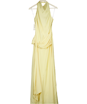 FOREVER NEW Halter Neck Drape Waist Maxi Dress In Yellow UK 8