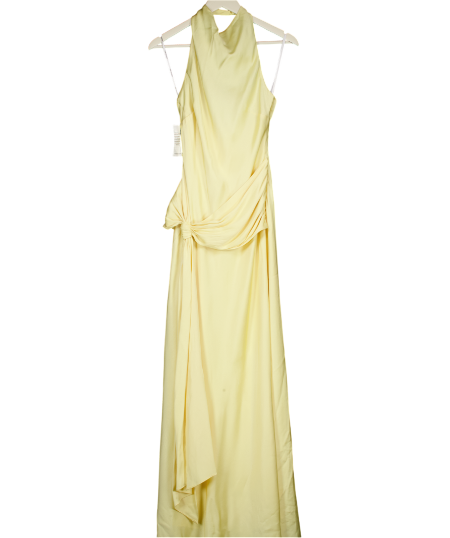 FOREVER NEW Halter Neck Drape Waist Maxi Dress In Yellow UK 8