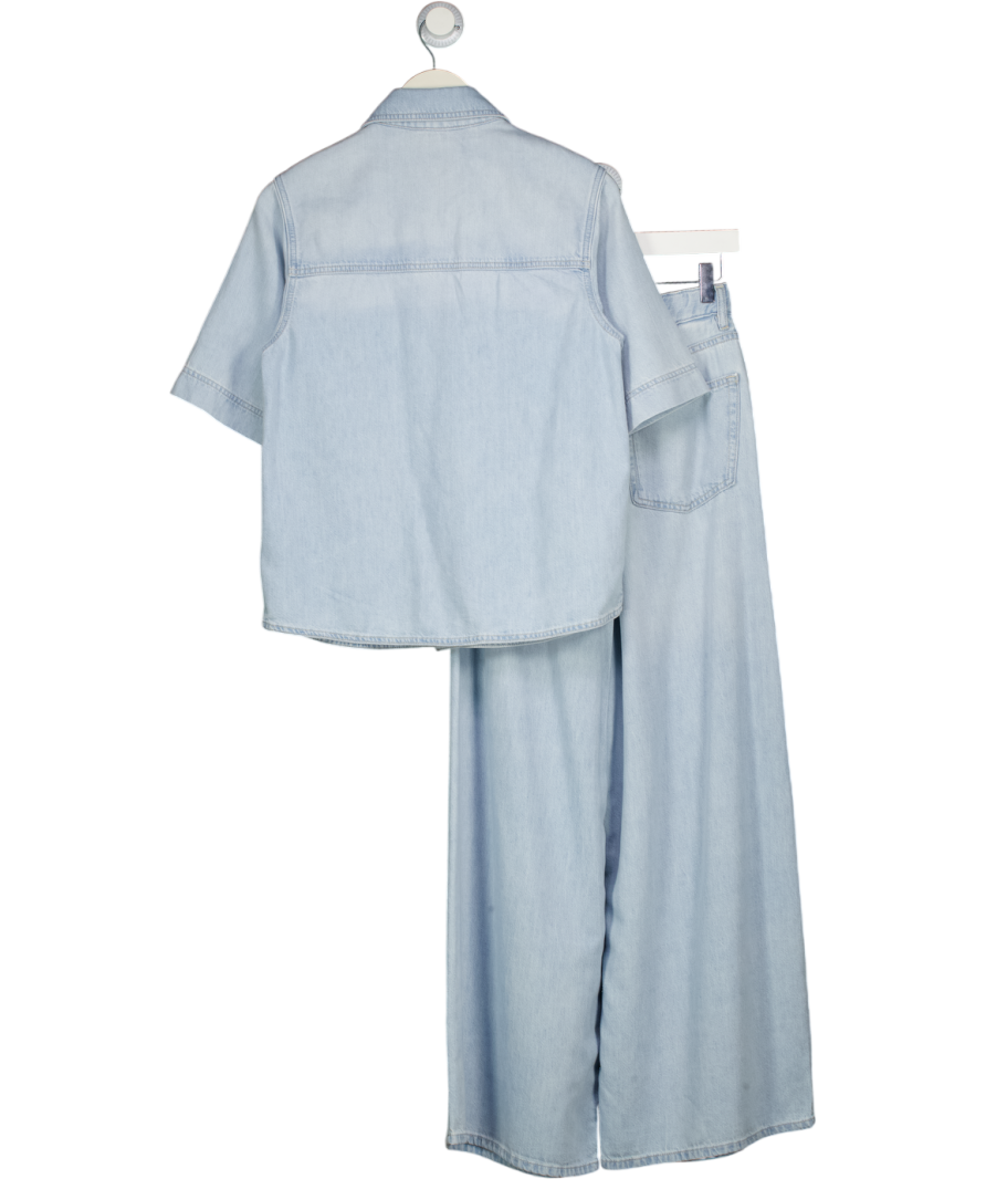 M&S Blue Autograph 2-piece Wide Leg Jeans And Relaxed Shirt Set UK 6