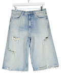 ZARA Blue Ripped Trf Baggy Denim Bermuda Jorts UK 6