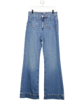 M&S Mid Blue Patch Pocket Flare Jeans - Long Length UK 10