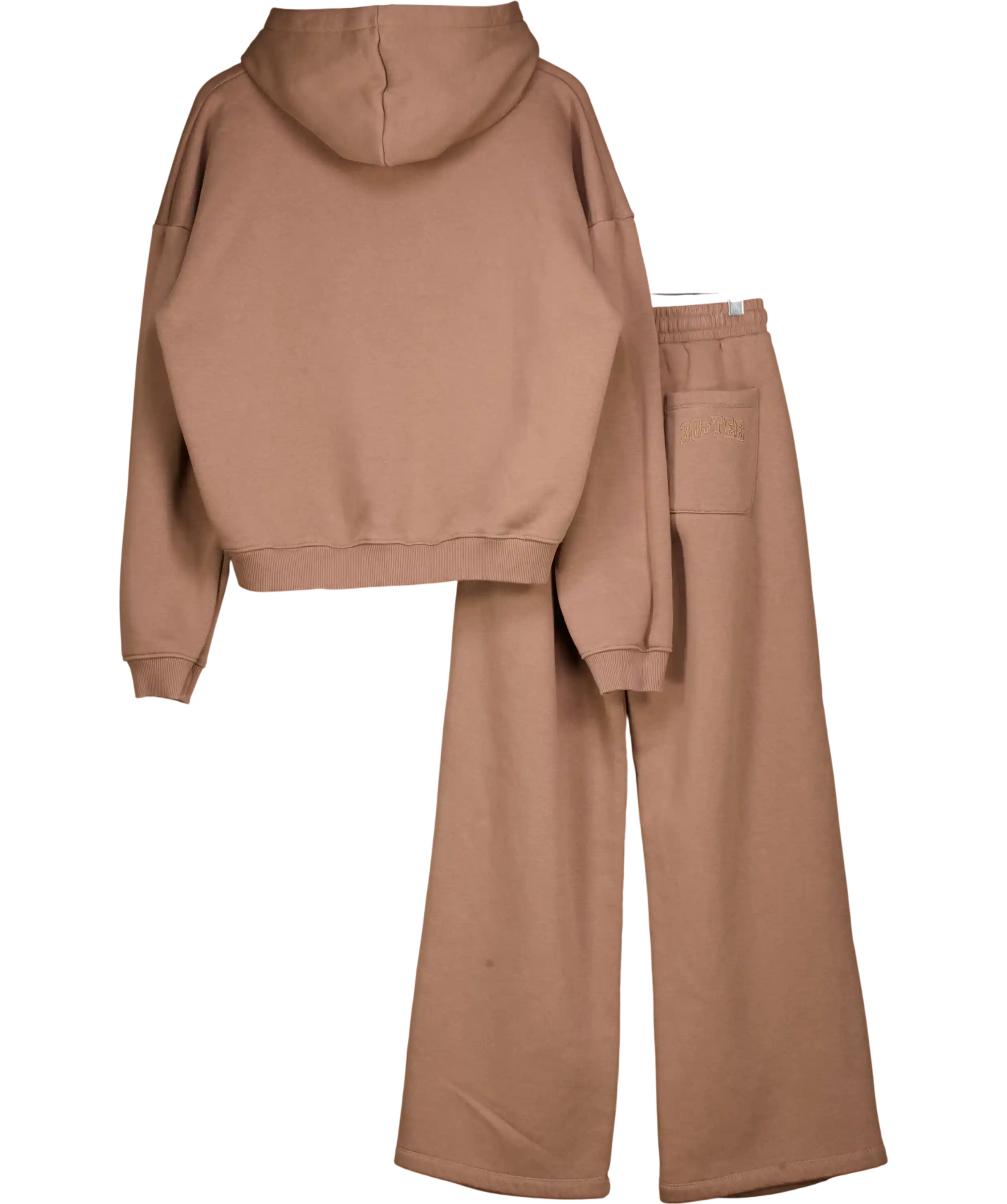 Bo + Tee Espresso Brown Logo Hoodie And Straight Leg Jogger Set UK S