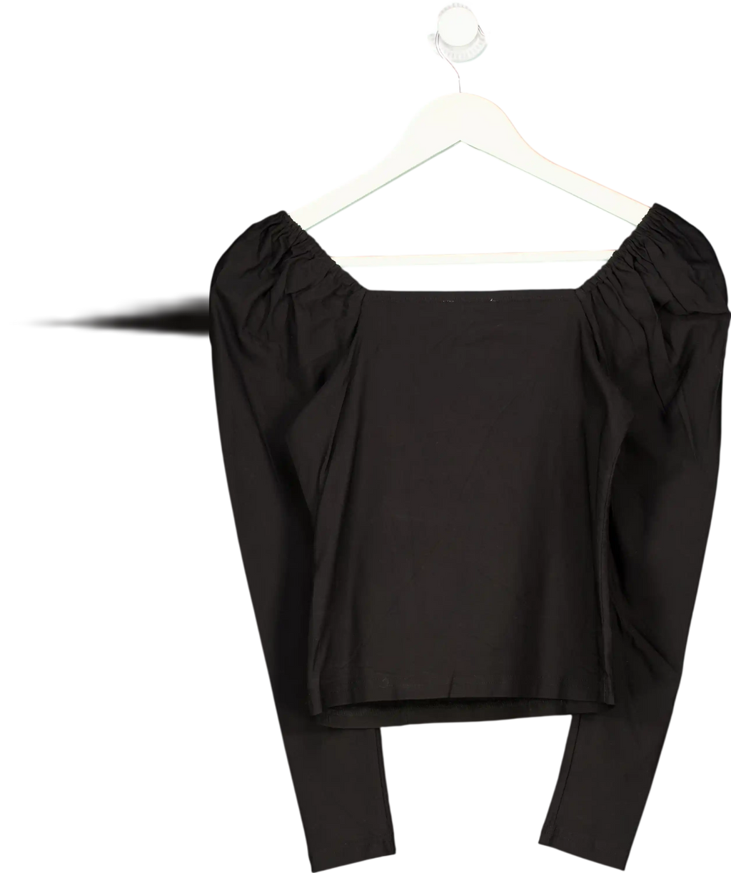 SILKS AND STARS Black Puff Sleeve Top UK S