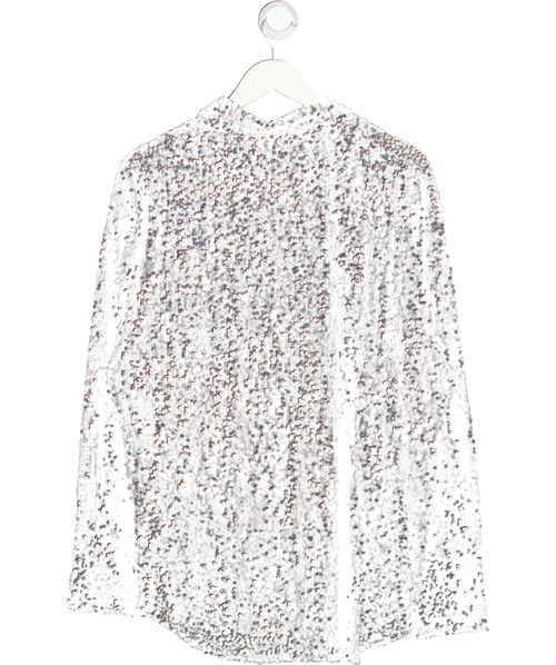 4th & Reckless Black Sequin Button Up Shirt UK 12