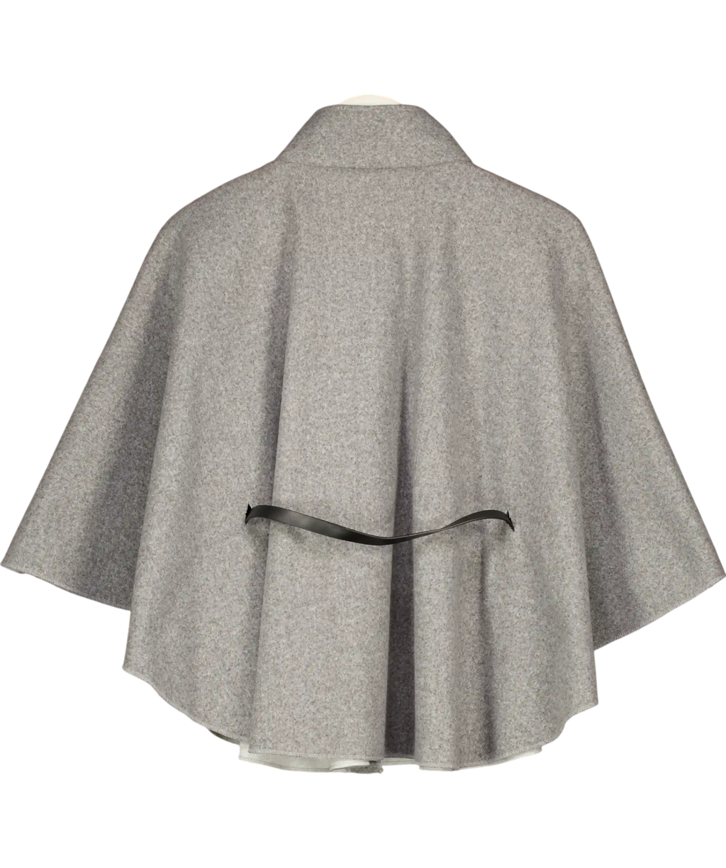 New Collection Grey Women's High Neck Belted Cape Jacket UK S