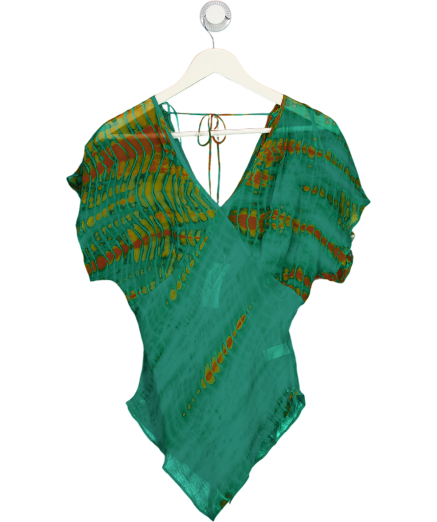 Jasper Conran London Chiffon Orange And Green Tie Dye Top UK 14