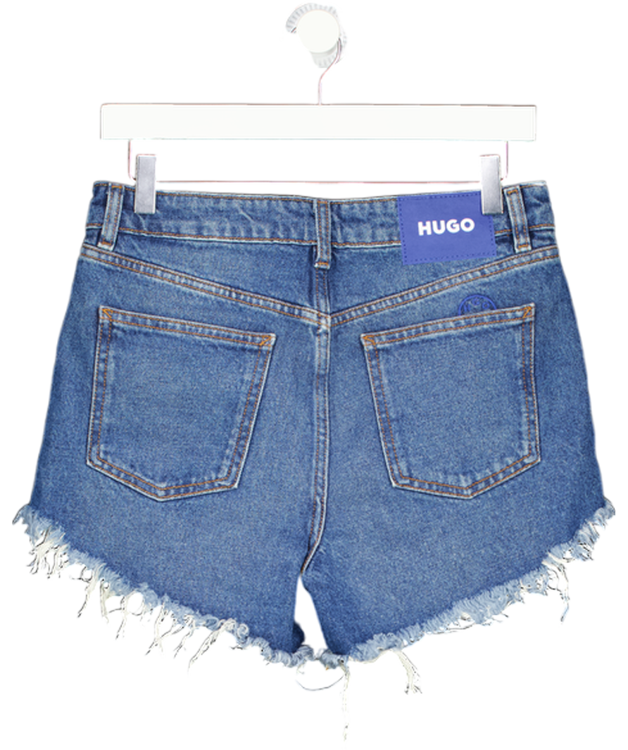 HUGO BOSS Blue High Waisted Distressed Denim Shorts W28