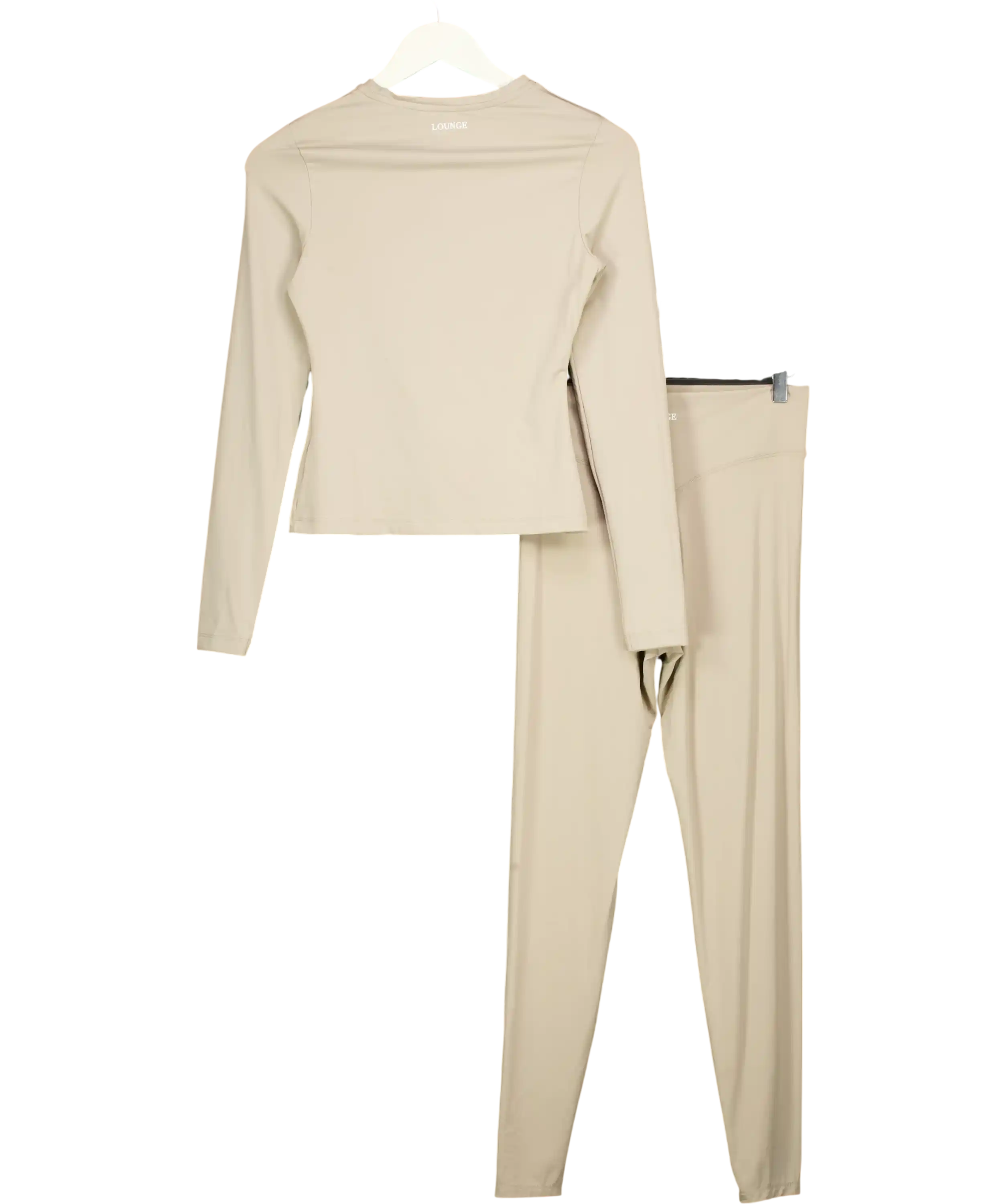 LOUNGE 2-piece Beige Activewear Long Sleeve Zip Top And Leggings Set UK M