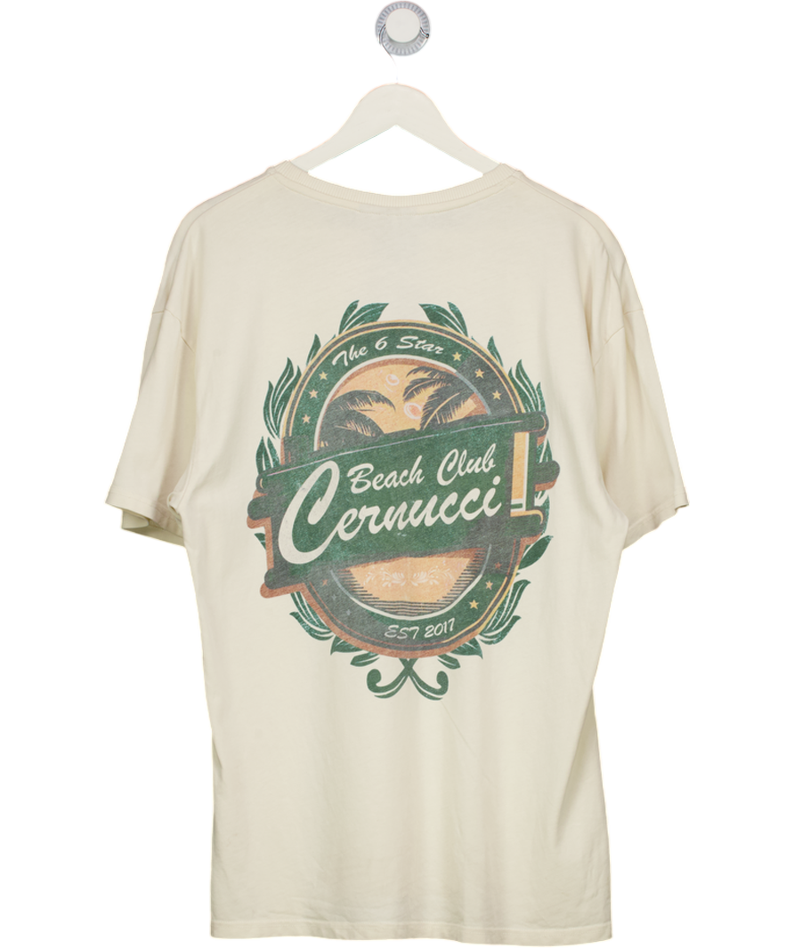 CERNUCCI Cream Beach Club Oversize Fit T-shirt UK S