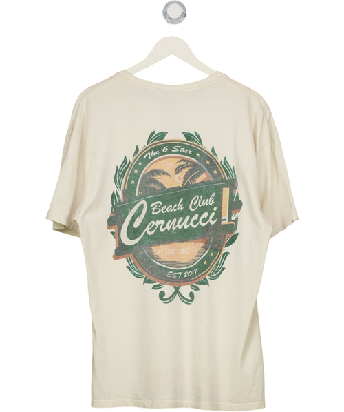 CERNUCCI Cream Beach Club Oversize Fit T-shirt UK S