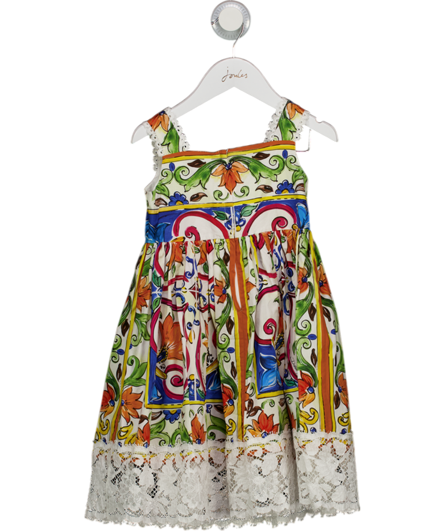 DOLCE & GABANNA Multicoloured Majolica Print Lace Hem Dress 2 Years