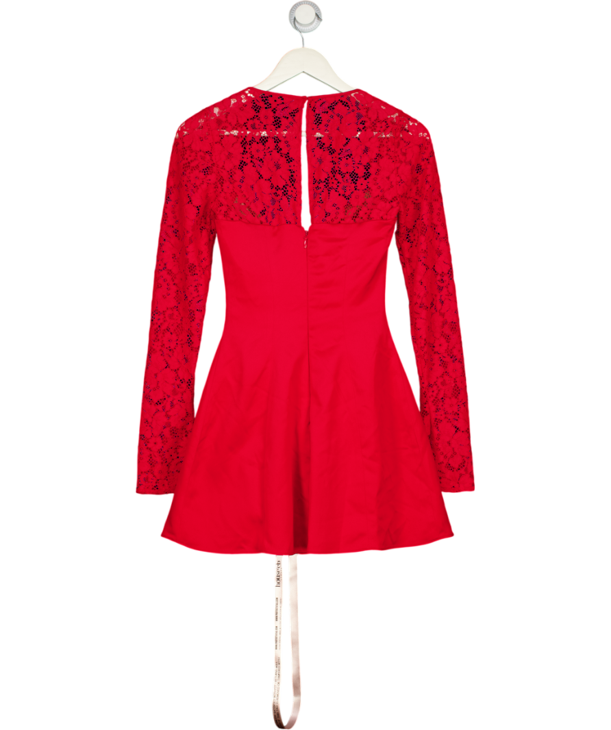 HOUSE OF CB Jennica Red Rose Satin And Lace Mini Dress UK XS
