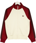 Lacoste Cream / Burgundy Zip Up Track Jacket UK S