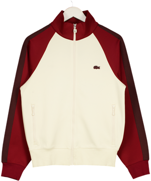 Lacoste Cream / Burgundy Zip Up Track Jacket UK S
