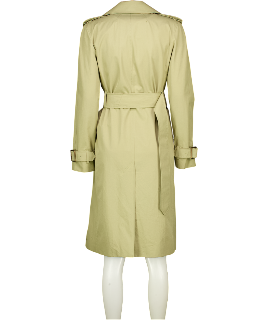 BURBERRY Sage Green Beige Double Breasted Belted Trench Coat UK 6