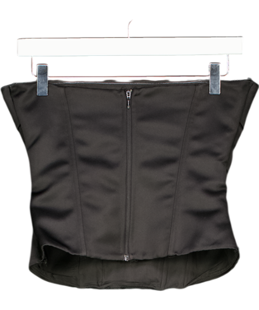 White Fox Black Satin Corset Top UK S