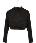 ZARA Black Cropped Ribbed Roll Neck Jumper UK S