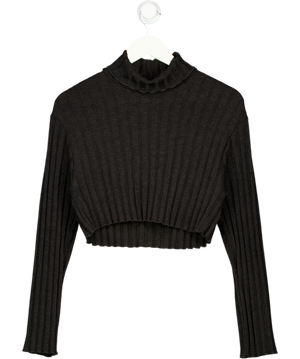 ZARA Black Cropped Ribbed Roll Neck Jumper UK S