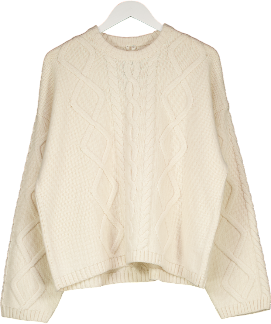 Arket Cream Cable-knit Wool Jumper UK M