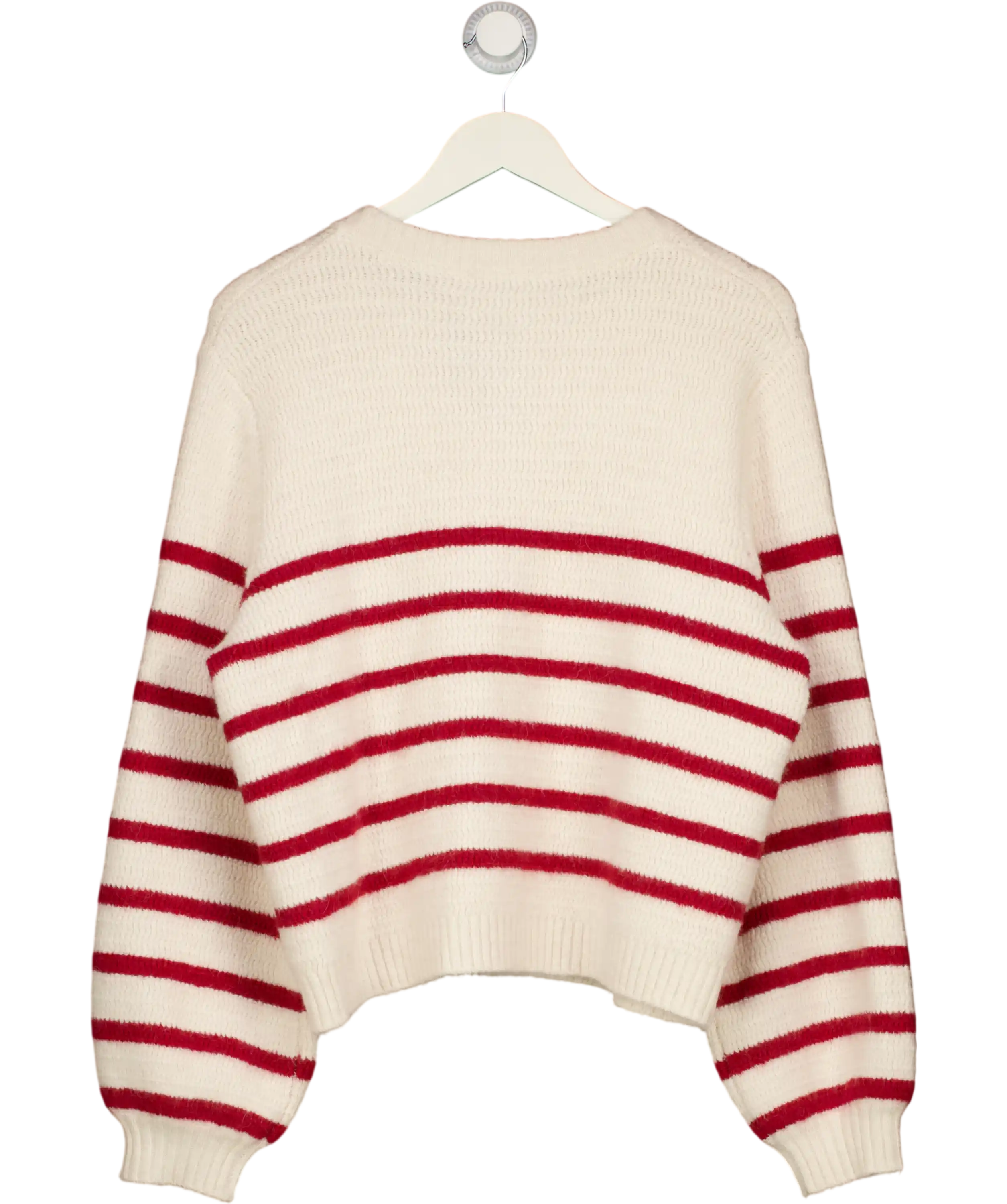 MINT VELVET Cream / Red Stripe Knit Cardigan UK XL