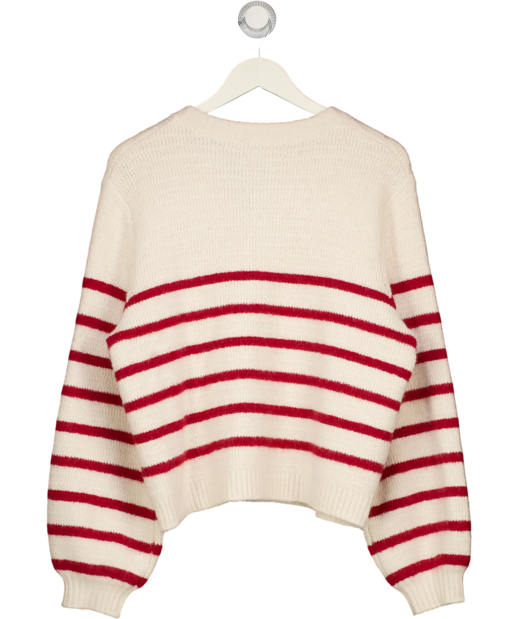 MINT VELVET Cream / Red Stripe Knit Cardigan UK XL