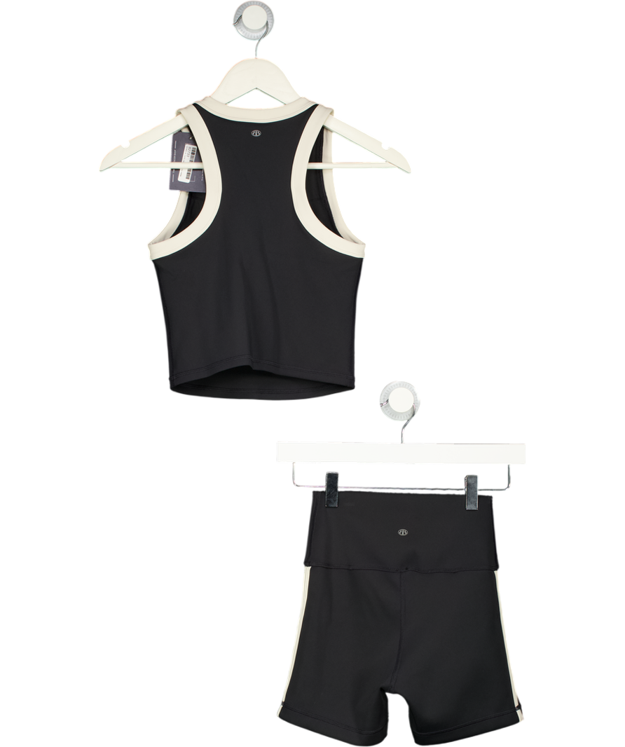 ORGANIC BASICS Black 2-piece Black/ Ivory Active Flow Bra And Bike Shorts Set UK XS