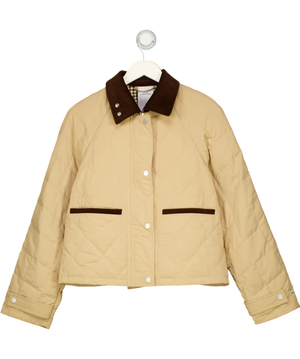 Fabrique E X Hannah Cook Isla Contrast Collar Quilted Down Jacket Beige UK S