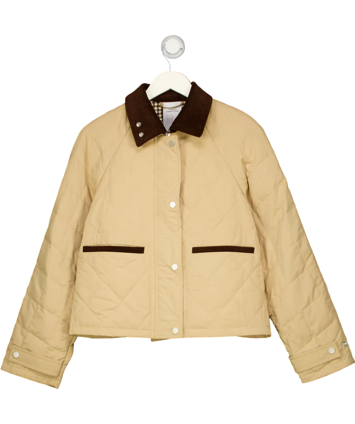 Fabrique E X Hannah Cook Isla Contrast Collar Quilted Down Jacket Beige UK S